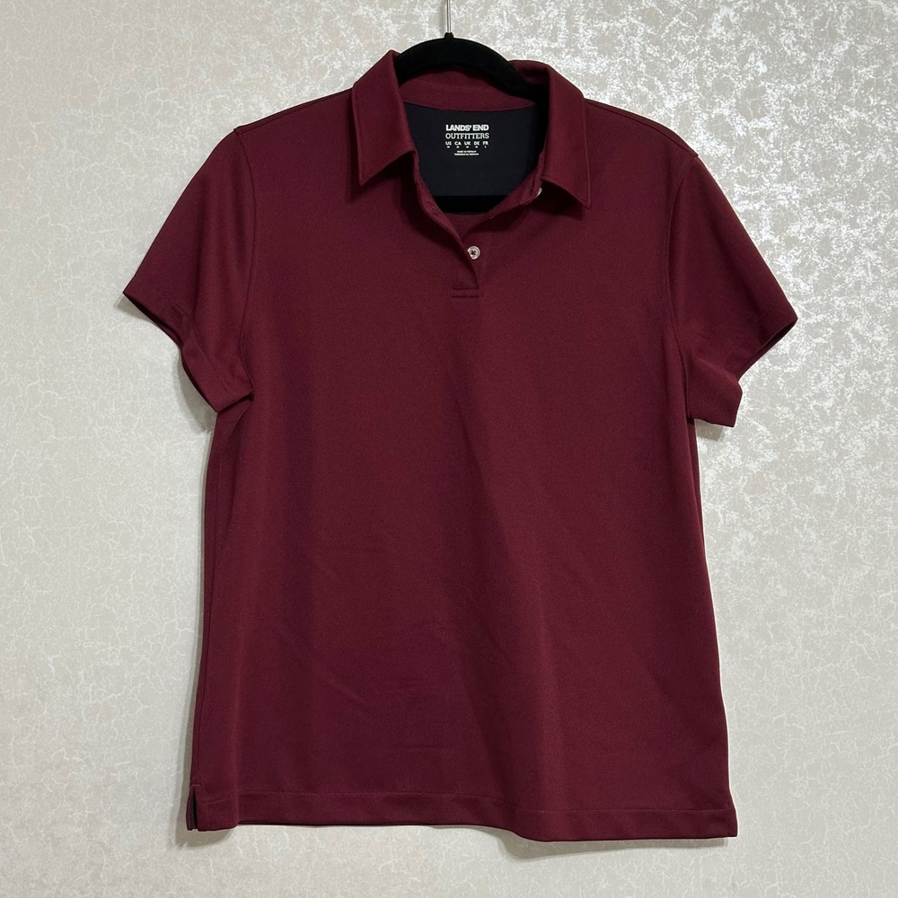 Lands' End Outfitters Golf Polo Shirt Short‎ Sleeve Casual Top Burgundy M